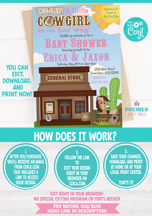  Cowgirl Baby Shower Invitation Instructions
