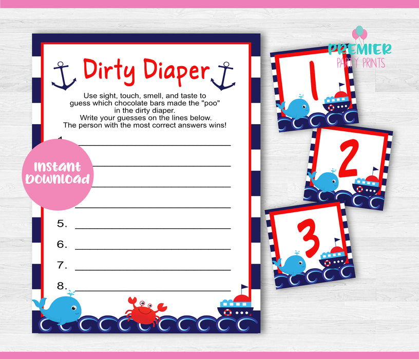 Nautical Dirty Diaper Baby Shower Game