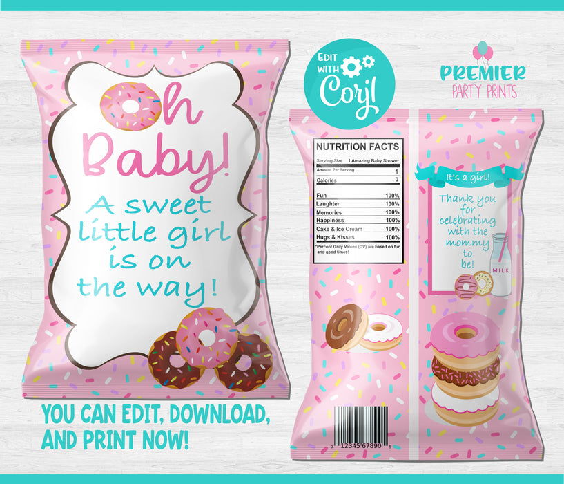  Donut Baby Shower Chip Bag