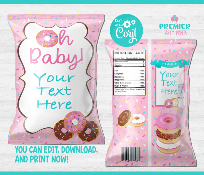  Donut Baby Shower Chip Bag