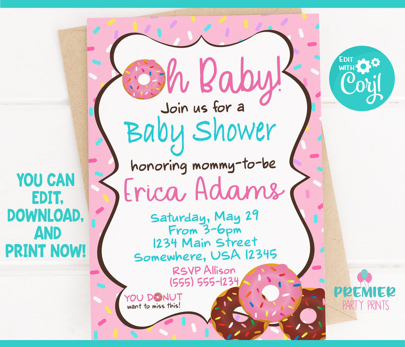 Donut Baby Shower Invitation