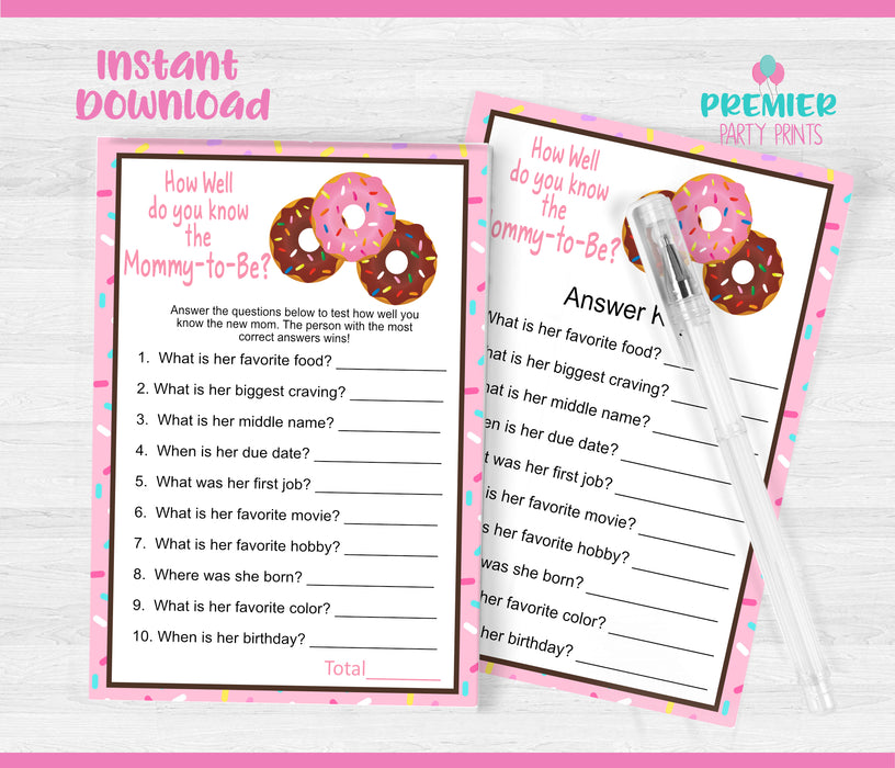 Donut Mommy to Be Baby Shower Game