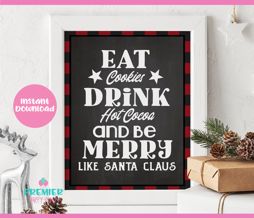 Instant Download Buffalo Plaid 8x10 Christmas Table Sign Eat Drink Be Merry-CTS001