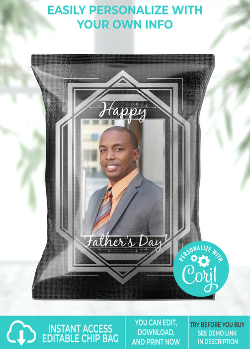 Black & Silver (Colors Cannot Be Changed) Father's Day/Birthday Chip Bag