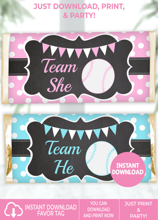 Little Slugger Baseball Gender Reveal Candy Bar Wrapper