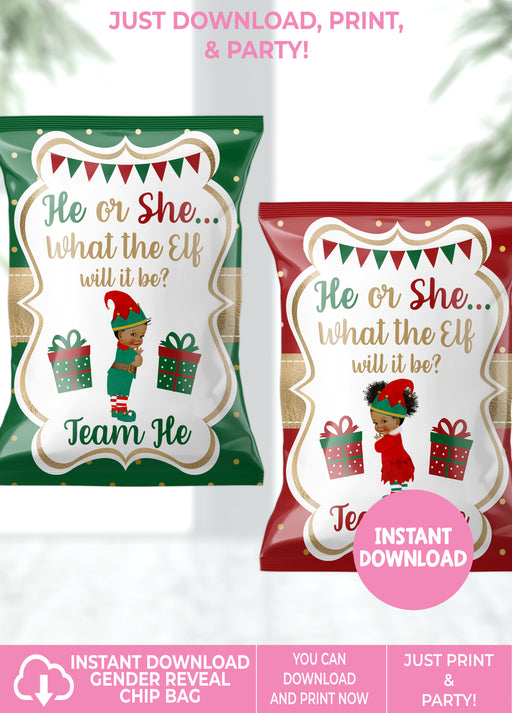 What the Elf Christmas/Winter Gender Reveal Chip Bag Brown Tone 1 Vers 1
