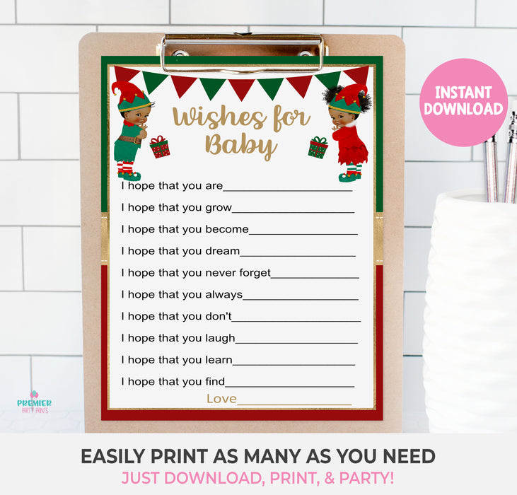What the Elf Christmas/Winter Wishes for Baby Gender Reveal Game Brown Tone