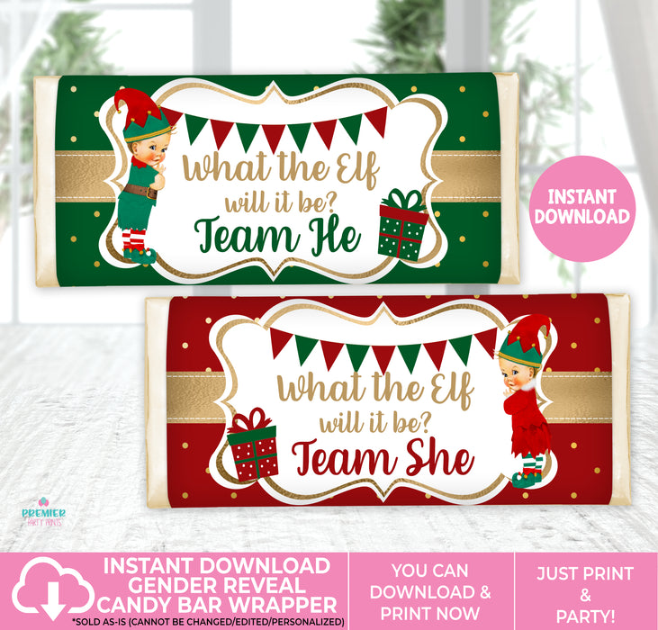  What the Elf Christmas/Winter Gender Reveal Candy Bar Wrapper Light Tone Blond Vers 2