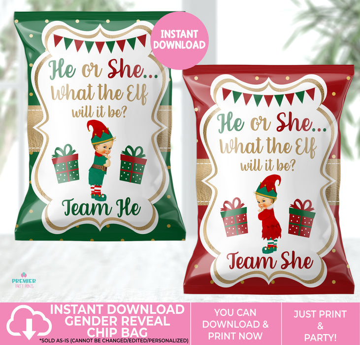 What the Elf Christmas/Winter Gender Reveal Chip Bag Light Tone Blond Vers 1