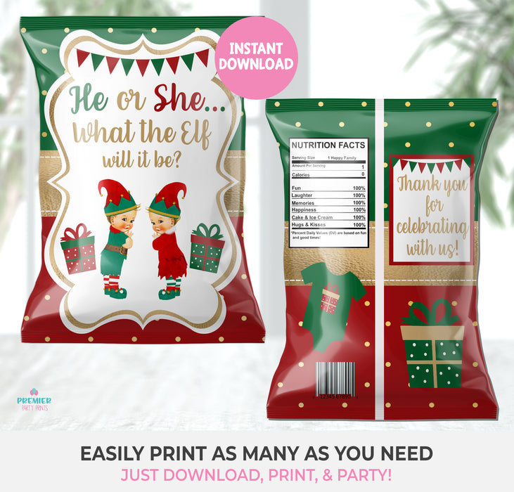 What the Elf Christmas/Winter Gender Reveal Chip Bag Light Tone Blond Vers 2