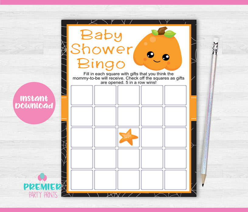 Halloween Little Pumpkin Baby Shower Bingo Game