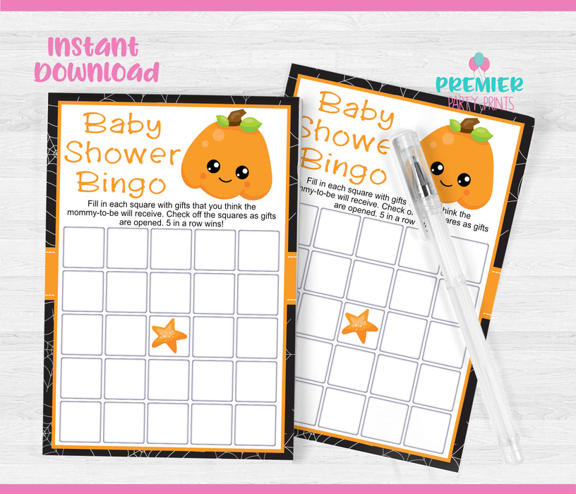 Halloween Little Pumpkin Baby Shower Bingo Game