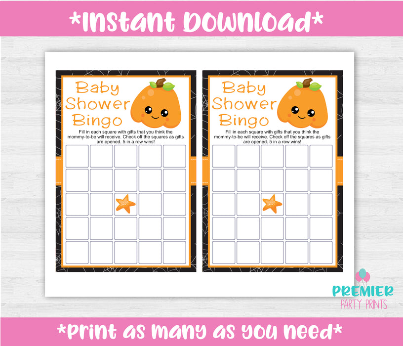Halloween Little Pumpkin Baby Shower Bingo Game Instructions