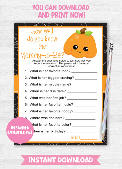 Halloween Little Pumpkin Mommy to Be Game