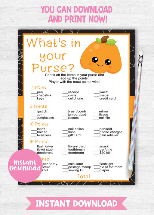Halloween Little Pumpkin What's in Your Purse Game