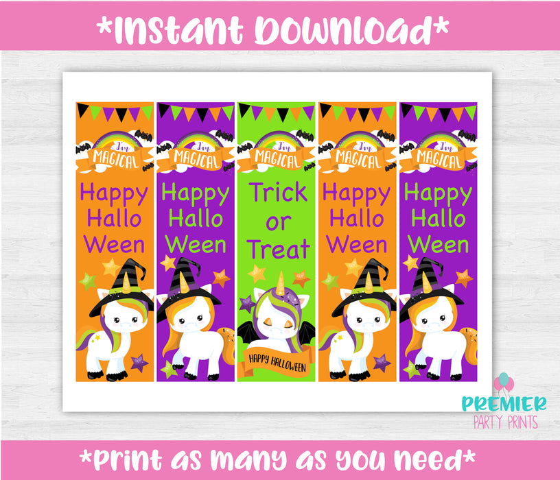 Instant Download Halloween Unicorn Bookmarks-HW003