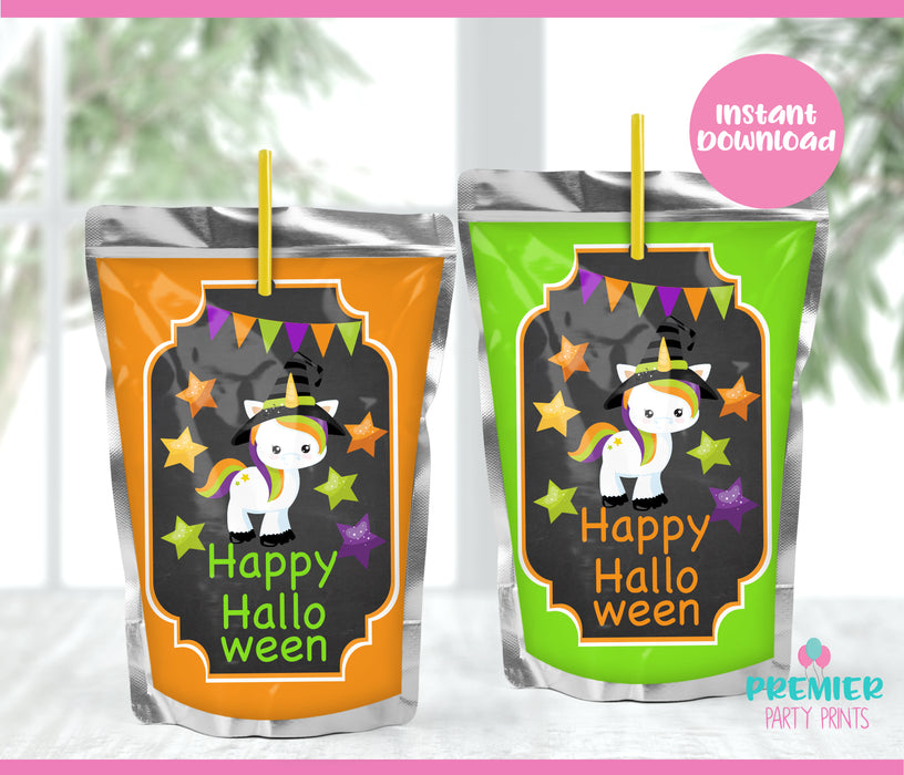 Instant Download Halloween Unicorn Juice Pouch Label-HW003