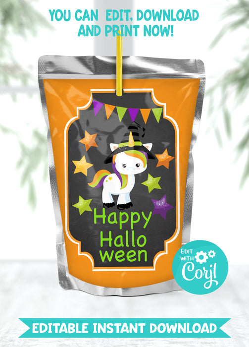 Editable Instant Access Download Halloween Juice Pouch