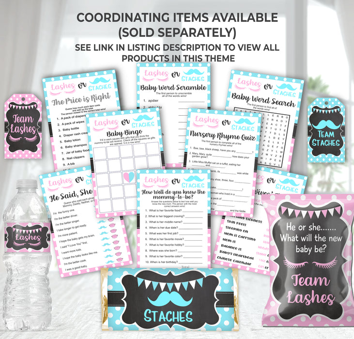  Lashes or Staches Gender Reveal Favors