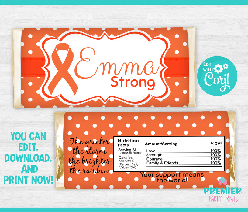 Leukemia Awareness Candy Bar Wrapper