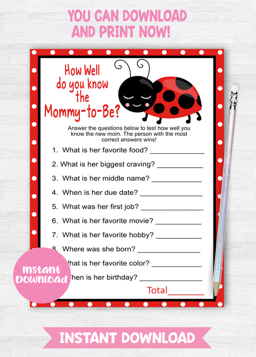  Little Ladybug Mommy to Be Game
