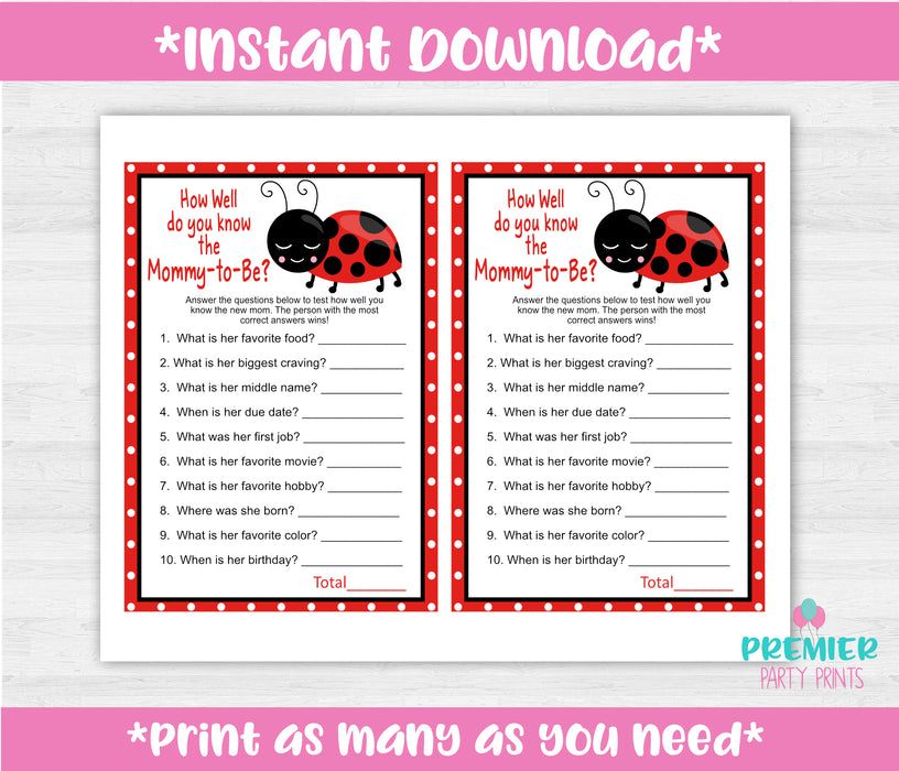  Little Ladybug Mommy to Be Game Instructions
