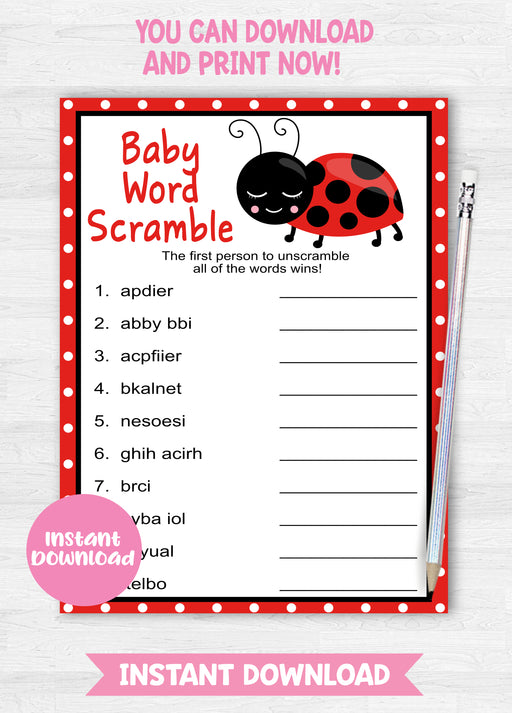 Little Ladybug Baby Word Scramble Game
