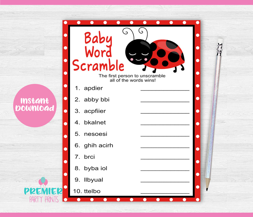 Little Ladybug Baby Word Scramble Game