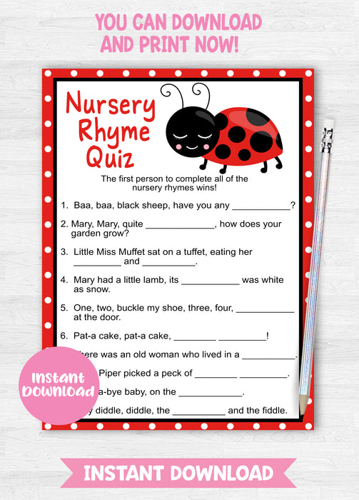  Little Ladybug Nursery Rhyme Quiz Game