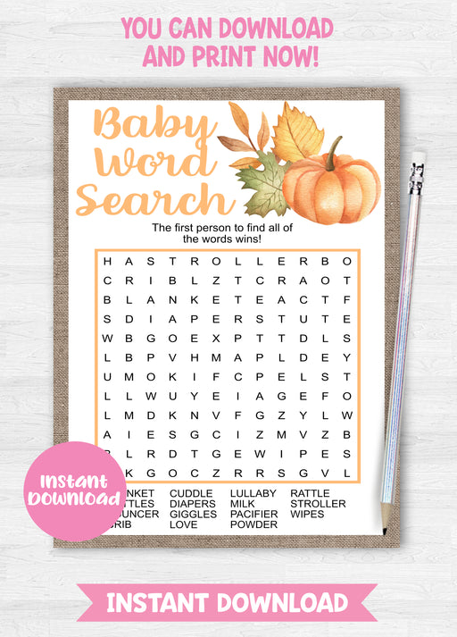Pumpkin Baby Word Search Game