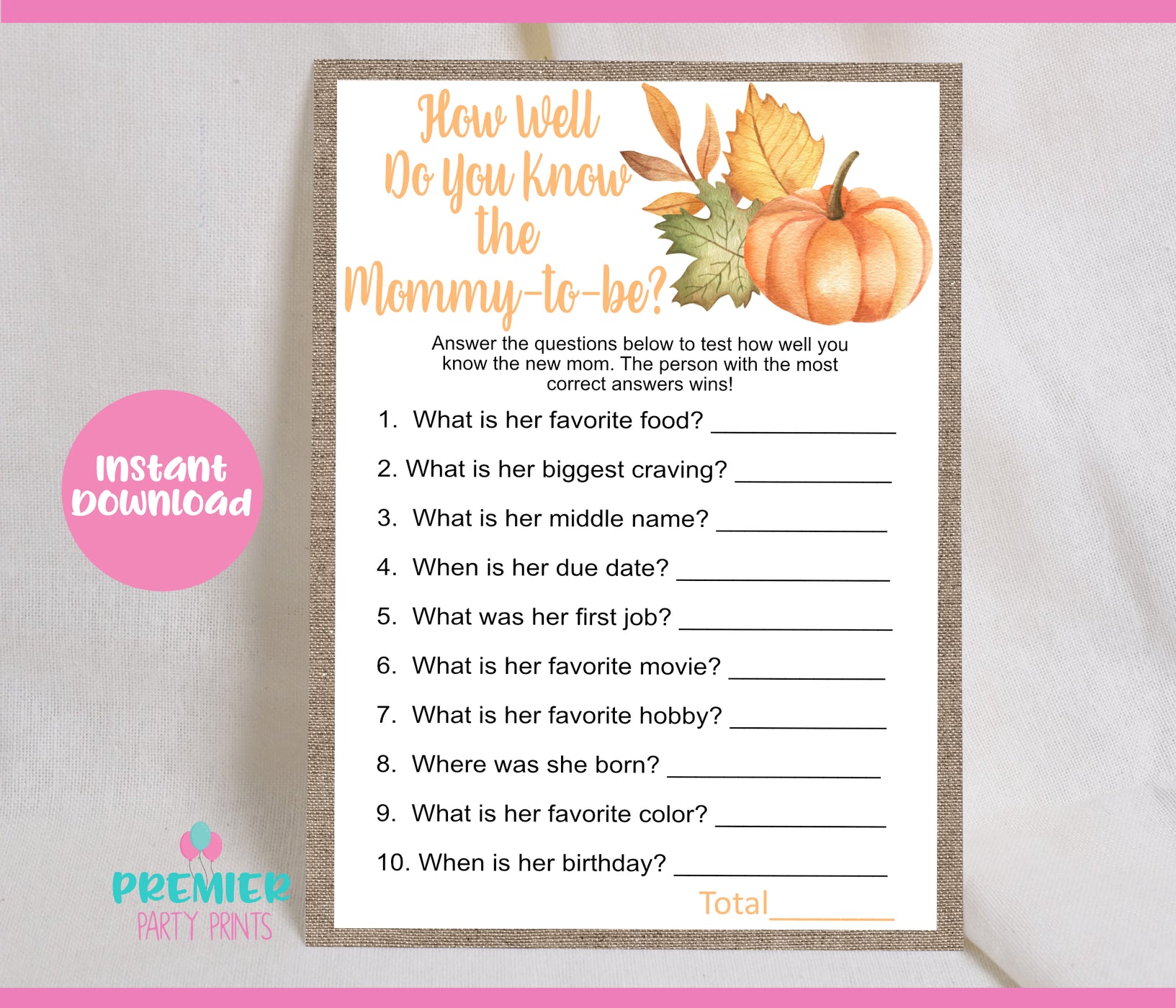 Instant Download Little Pumpkin Mommy to Be Baby Shower Game-BS034 ...