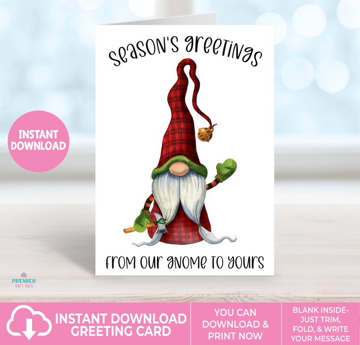 Printable Lumberjack Gnome Christmas Greeting Card