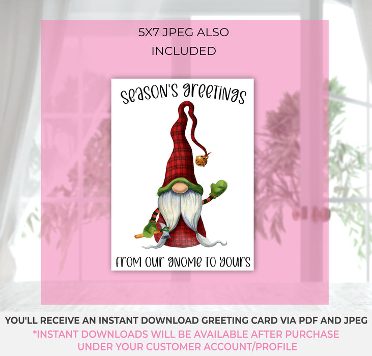Printable Lumberjack Gnome Christmas Greeting Card Instructions