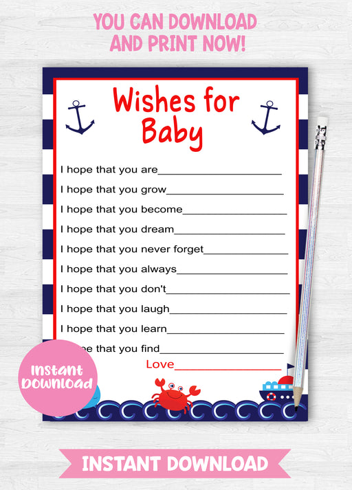 Nautical Baby Shower Wishes for Baby