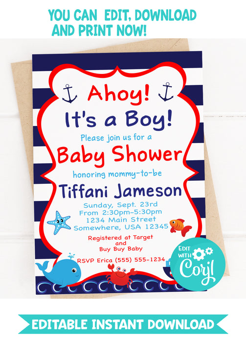 Nautical Baby Shower Invitation Version 2