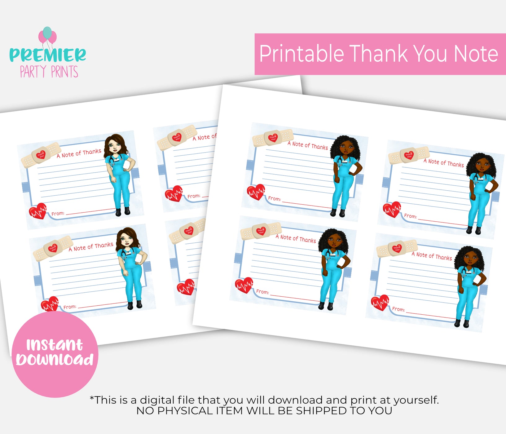Instant Download Nurse Appreciation Thank You Note-NA001 — Premier ...