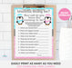 Printable Waddle Baby Be Penguin Christmas Winter Mommy to Be Game