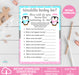 Printable Waddle Baby Be Penguin Christmas Winter Mommy to Be Game