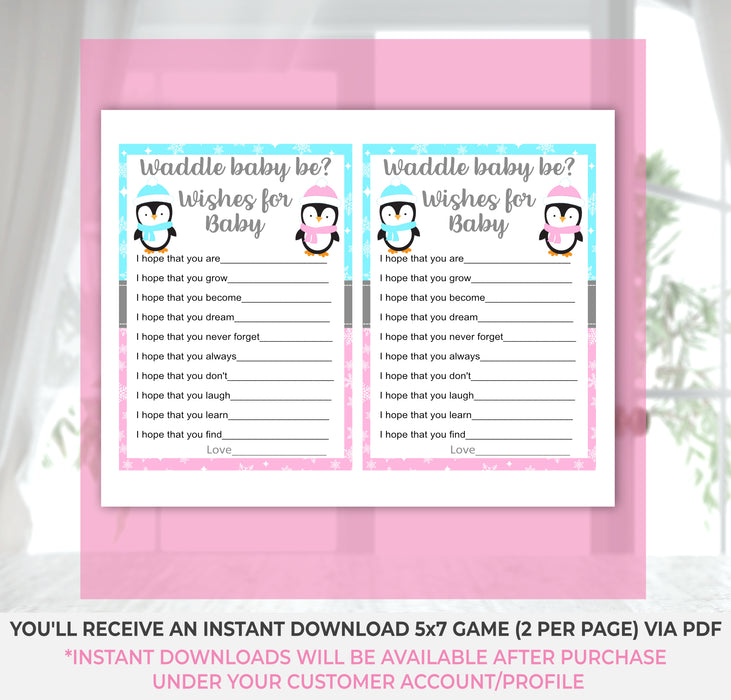 Printable Waddle Baby Be Penguin Christmas Winter Wishes for Baby Game