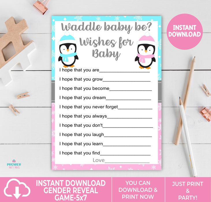 Printable Waddle Baby Be Penguin Christmas Winter Wishes for Baby Game