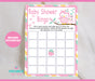 Pink and Green Owl Baby Shower Bingo Game