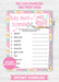 Pink and Green Owl Baby Word Scramble Baby Shower Game