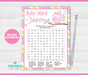 Pink and Green Owl Baby Word Search Game
