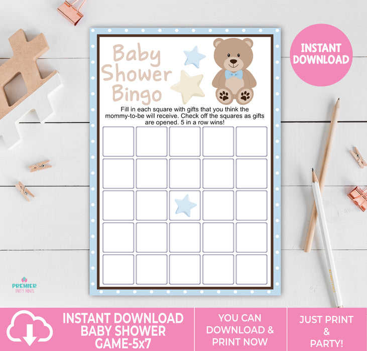 Instant Download Blue Teddy Bear Wishes for Baby Game-BS018