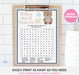 Blue Teddy Bear Baby Word Search Baby Shower Game