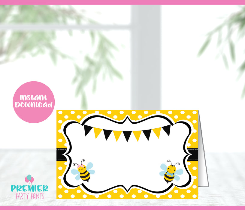 Printable Little Honeybee Gender Reveal Food Tent Cards