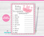  Tutu Excited Baby Word Scramble Baby Shower Game