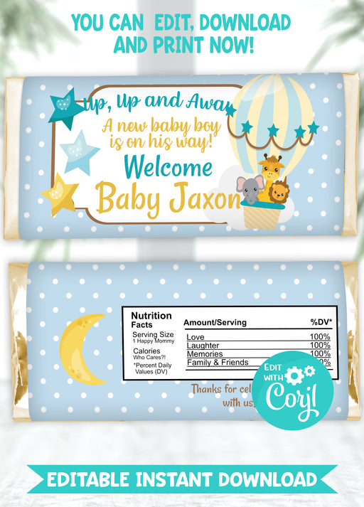 Up Up & Away Baby Shower Candy Bar Wrapper