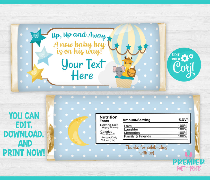 Up Up & Away Baby Shower Candy Bar Wrapper