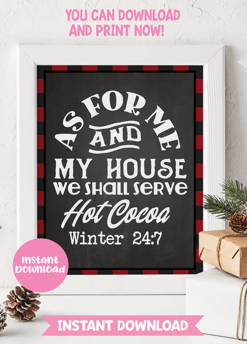 Instant Download Buffalo Plaid 8x10 Christmas Table Sign We Serve Hot Cocoa-CTS001